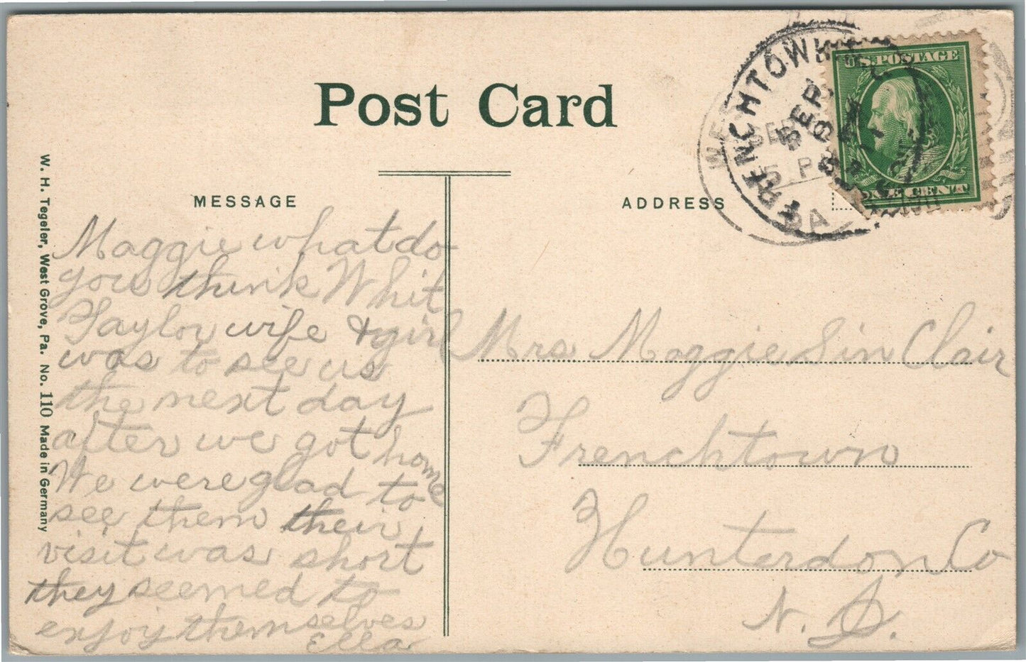 WEST GROVE PA GILBERTS MILL ANTIQUE POSTCARD