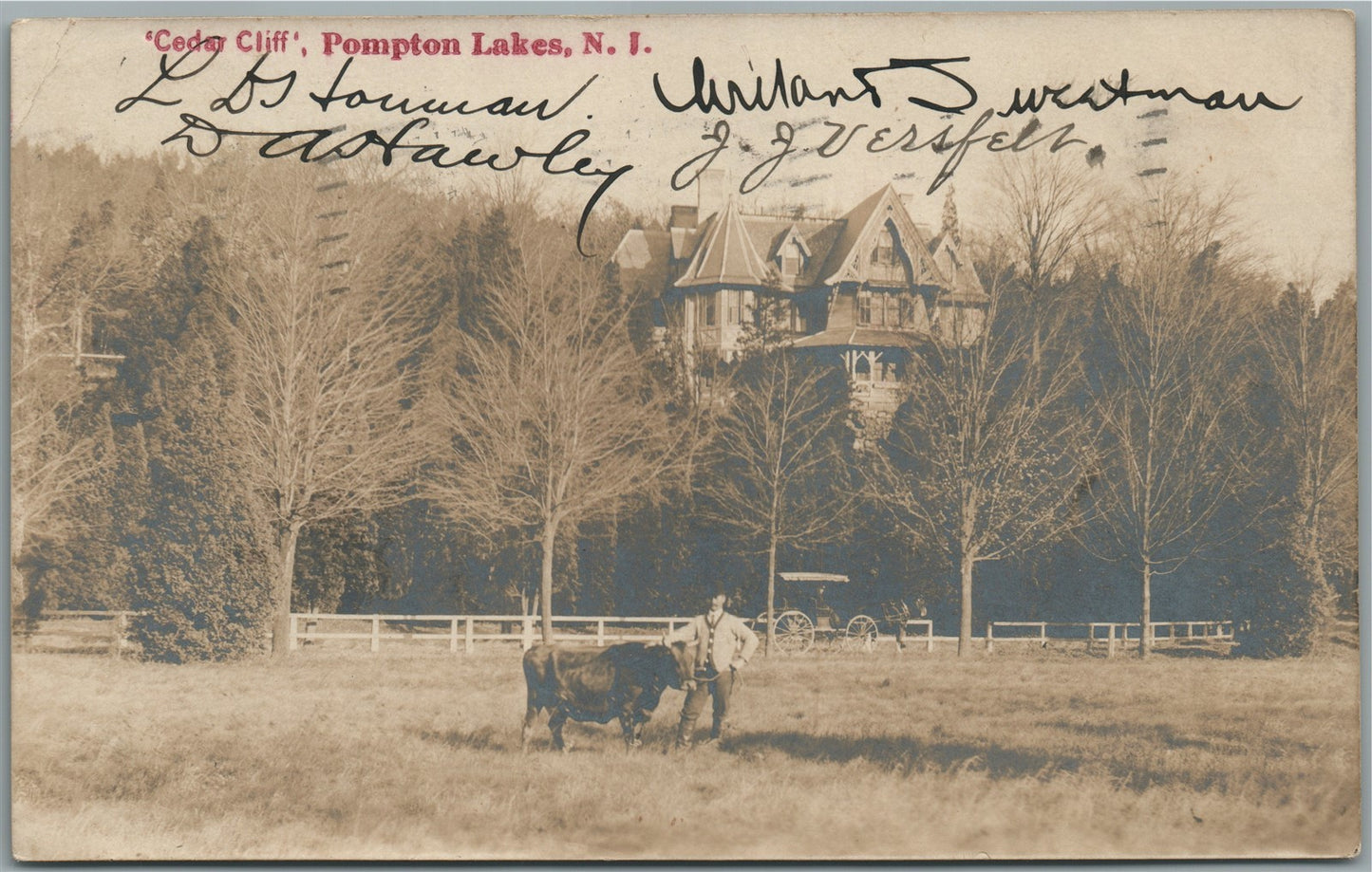 POMPTON LAKE NJ CEDAR CLIFF ANTIQUE REAL PHOTO POSTCARD RPPC