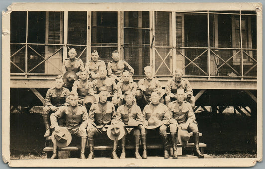 WWI ERA US SOLDIERS GROUP ANTIQUE REAL PHOTO POSTCARD RPPC