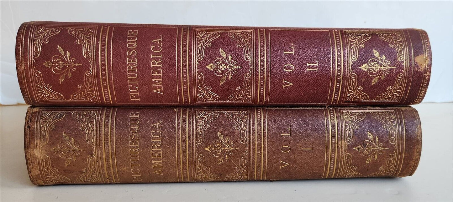 1874 PICTURESQUE AMERICA by WILLIAM BRYANT 2 FOLIO VOLUMES ILLUSTRATED antique