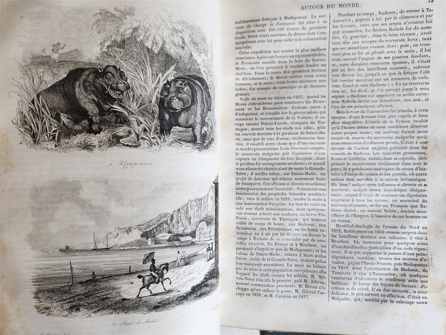 1839 VOYAGE PITTORESQUE AUTOUR du MONDE 2 VOLUMES antique ILLUSTRATED