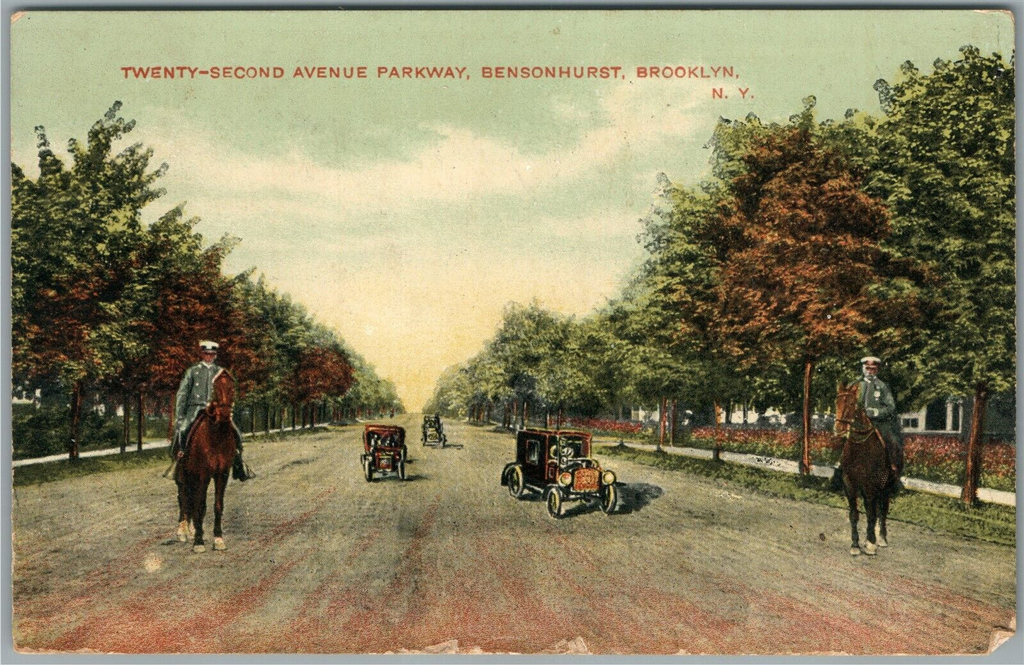 BROOKLYN NY BENSONHURST 22nd AVENUE PARKWAY ANTIQUE POSTCARD