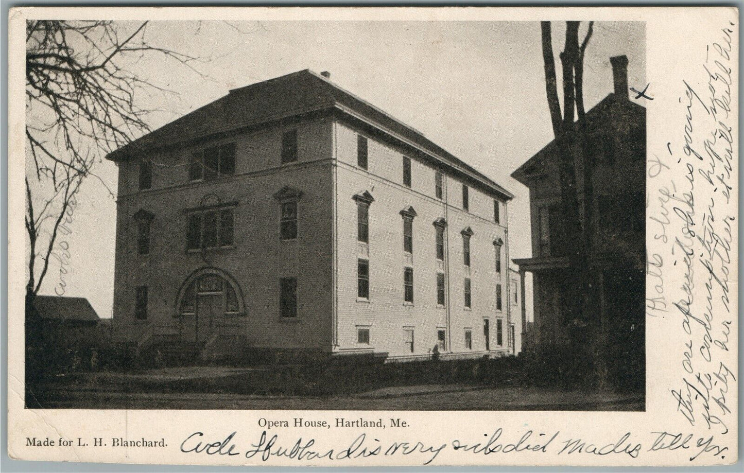 HARTLAND ME OPERA HOUSE ANTIQUE POSTCARD