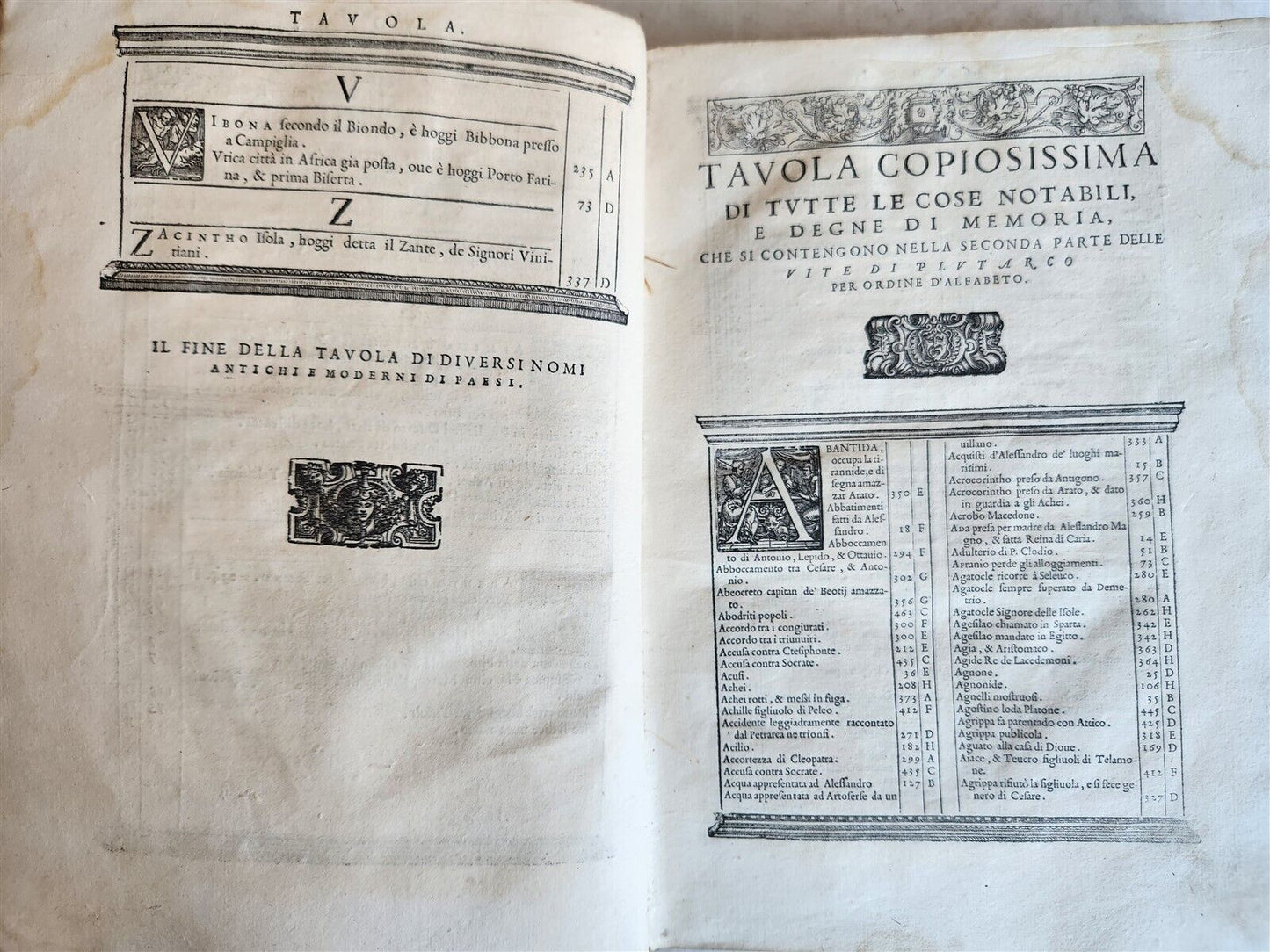 1566 LIFE of PLUTARCH 2 VOLUMES antique in ITALIAN 16th CENTURY VELLUM BOUND
