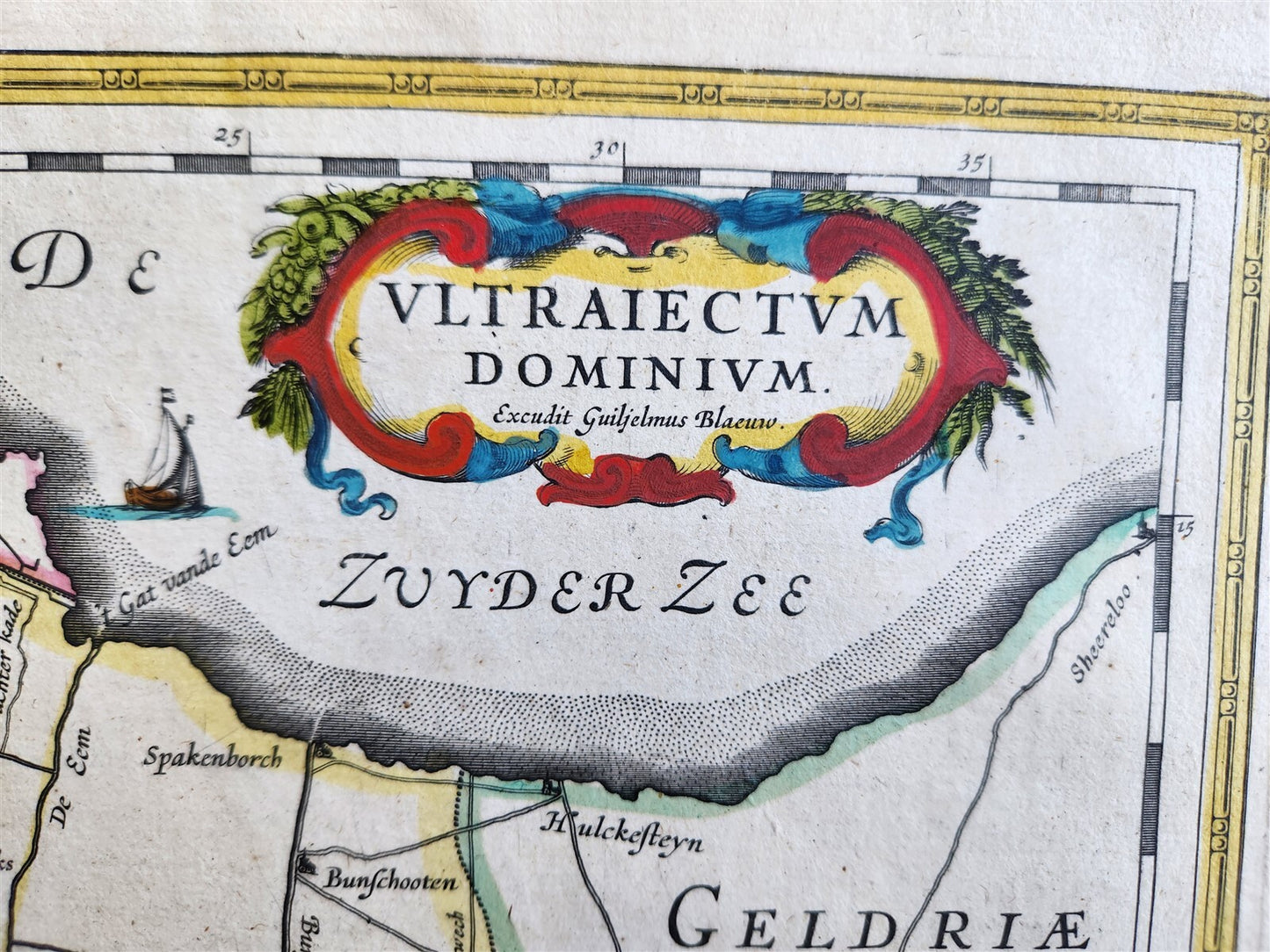1640 UTRECHT NETHERLANDS MAP by WILLEM BLAEU antique AUTHENTIC hand colored