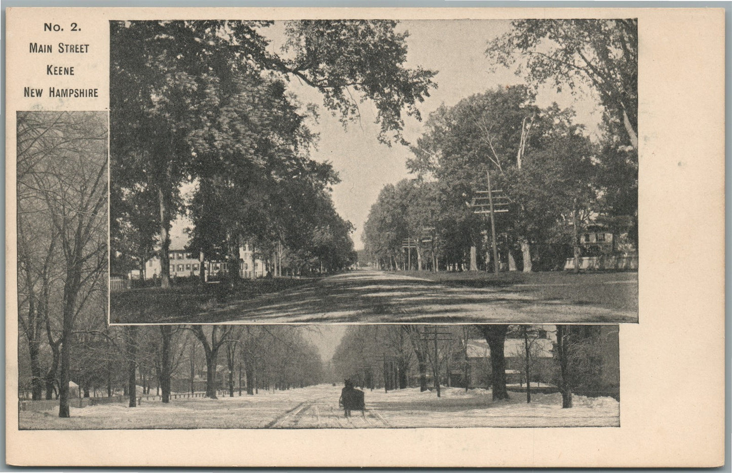 KEENE NH MAIN STREET ANTIQUE POSTCARD