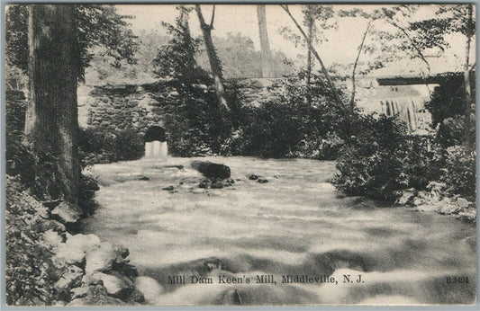 MIDDLEVILLE NJ KEEN'S MILL DAM ANTIQUE POSTCARD
