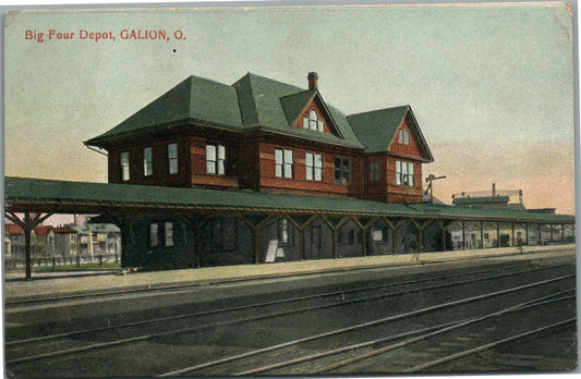 GALION OH BIG FOUR RAILROAD STATION RAILWAY DEPOT ANTIQUE POSTCARD