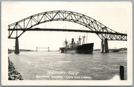 CAPE COD CANAL VICTORY SHIP ANTIQUE REAL PHOTO POSTCARD RPPC