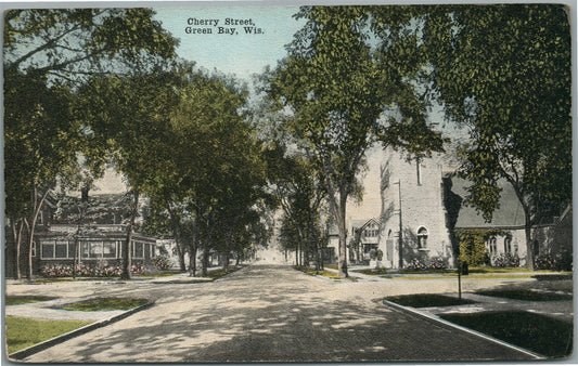 GREEN BAY WI CHERRY STREET ANTIQUE POSTCARD