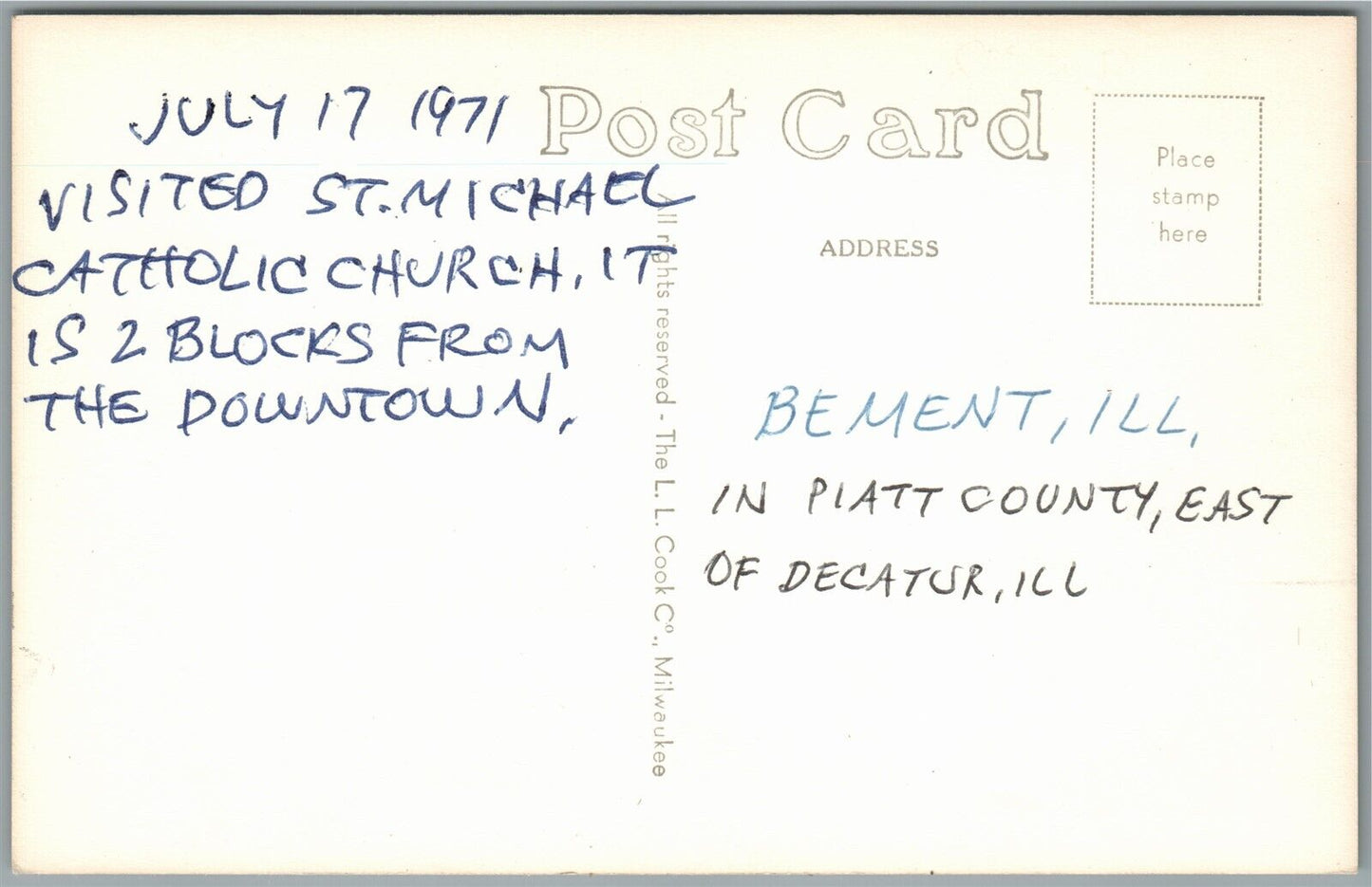 BEMENT IL ST. MICHAEL CHURCH VINTAGE REAL PHOTO POSTCARD RPPC