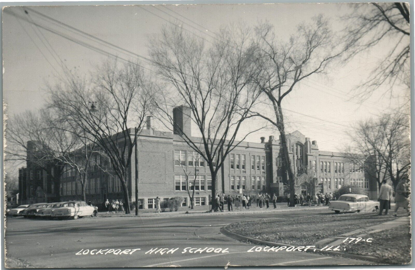 LOCKPORT IL HIGH SCHOOL VINTAGE REAL PHOTO POSTCARD RPPC