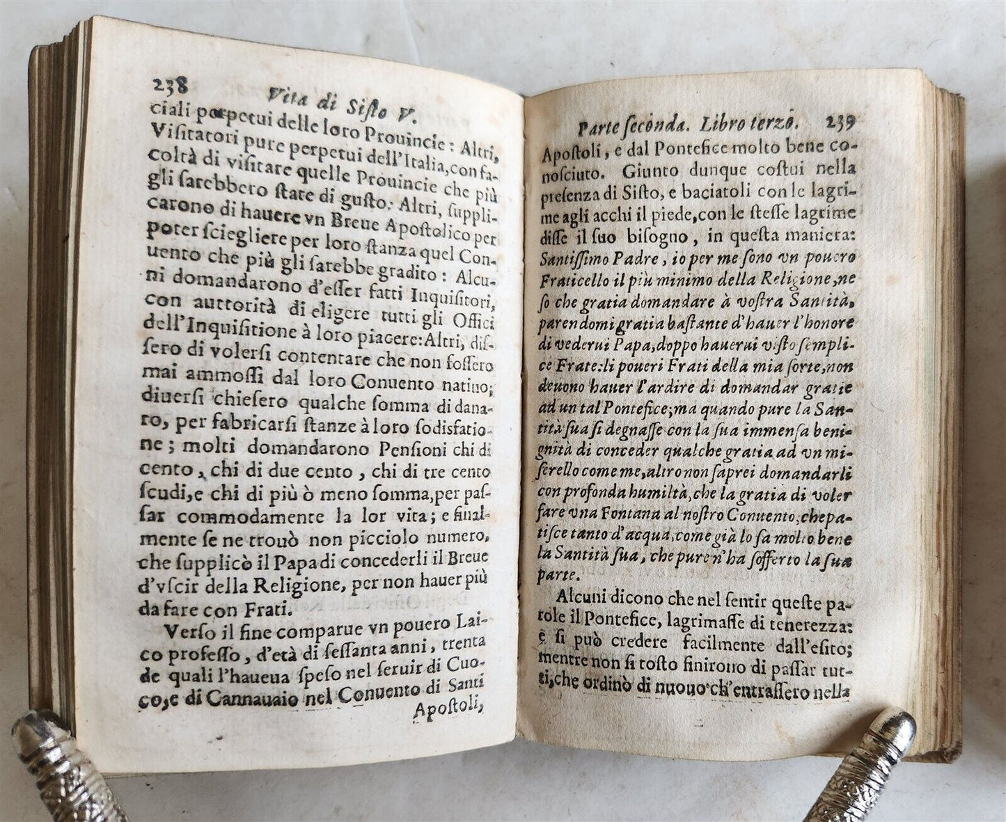 1669 VITA di SISTO V PONTEFICE ROMANO antique 2 VOLUMES vellum binding