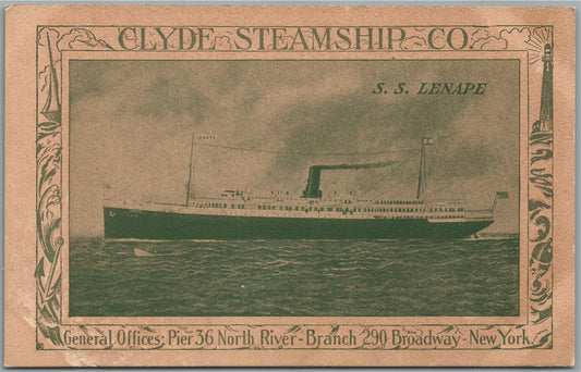 SS LENAPE CLYDE STEAMSHIP COMPANY ADVERTISING ANTIQUE POSTCARD