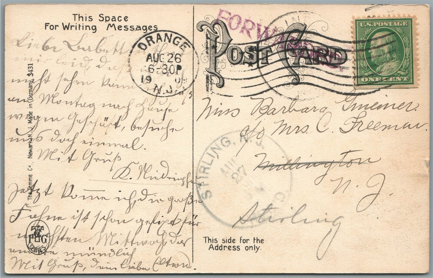 ORANGE NJ HIGH STREET ANTIQUE POSTCARD