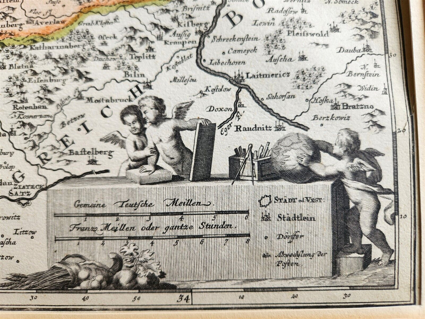 1720s MAP of GERMANY SAXONY by J.B.HOMANN antique AUTHENTIC hand colored