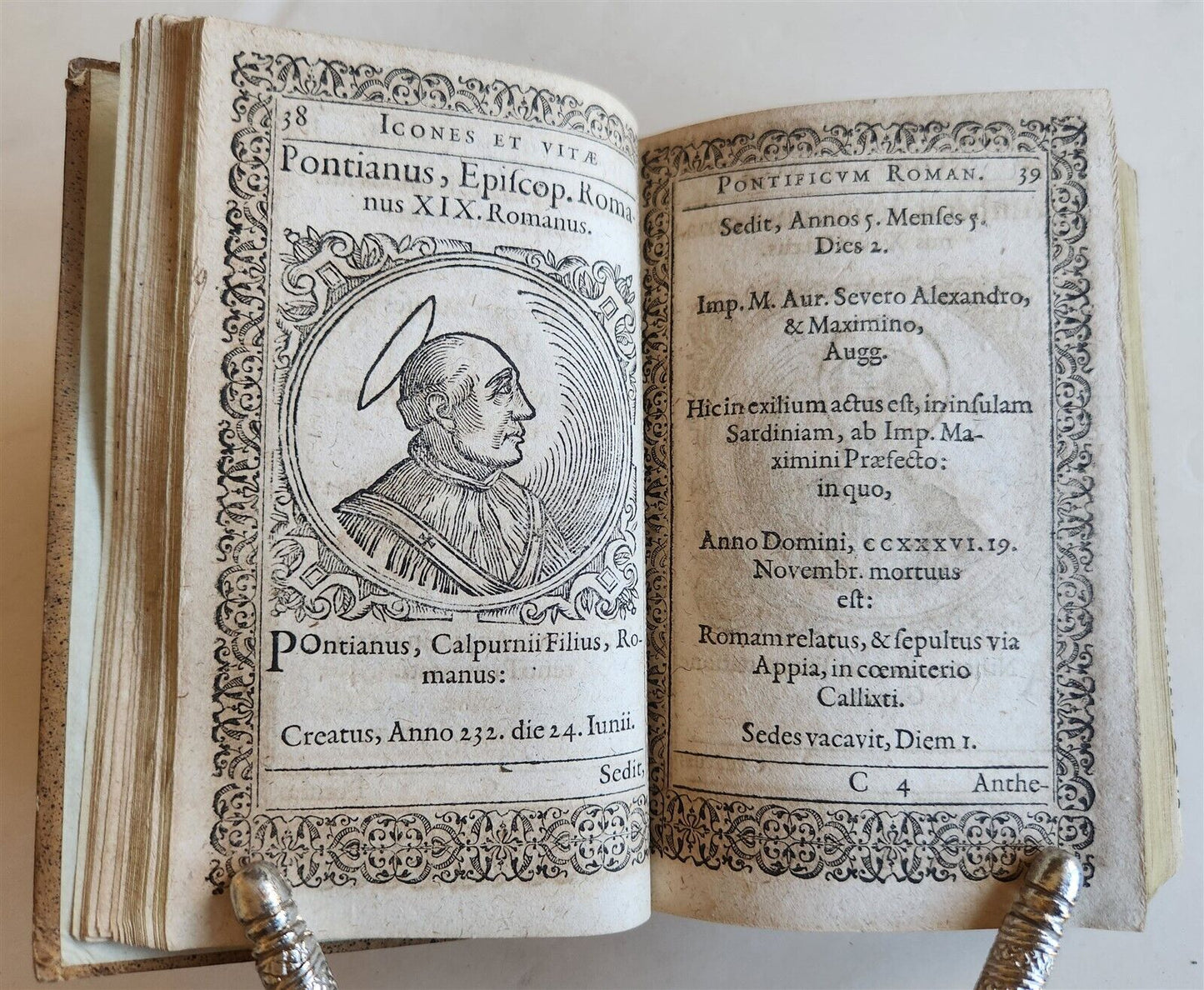 1602 ICONES & VITAE PAPARUM antique 300 WOODCUT ILLUSTRATIONS of POPES