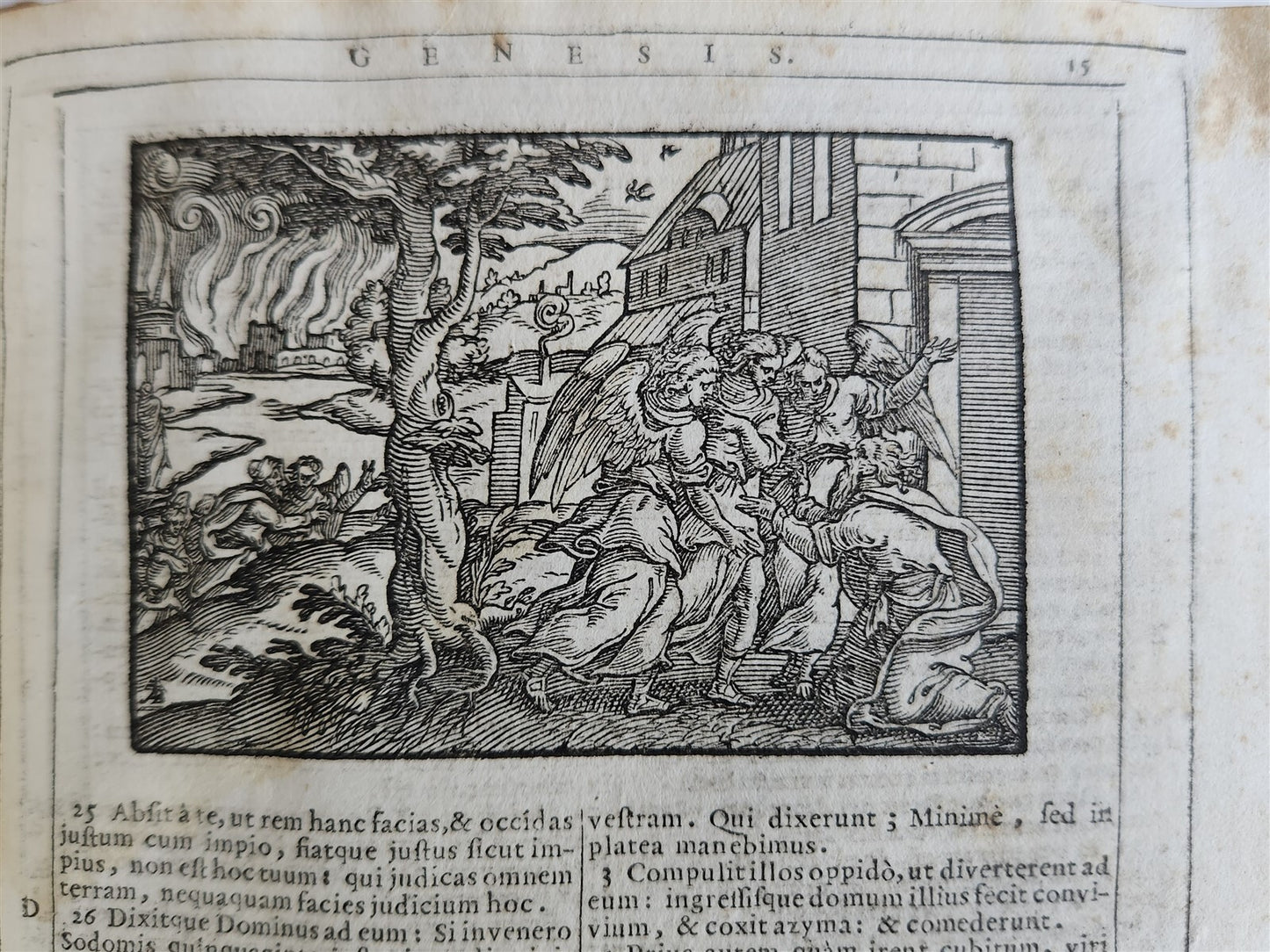 1721 BIBLE in LATIN FULLY ILLUSTRATED antique vellum bound