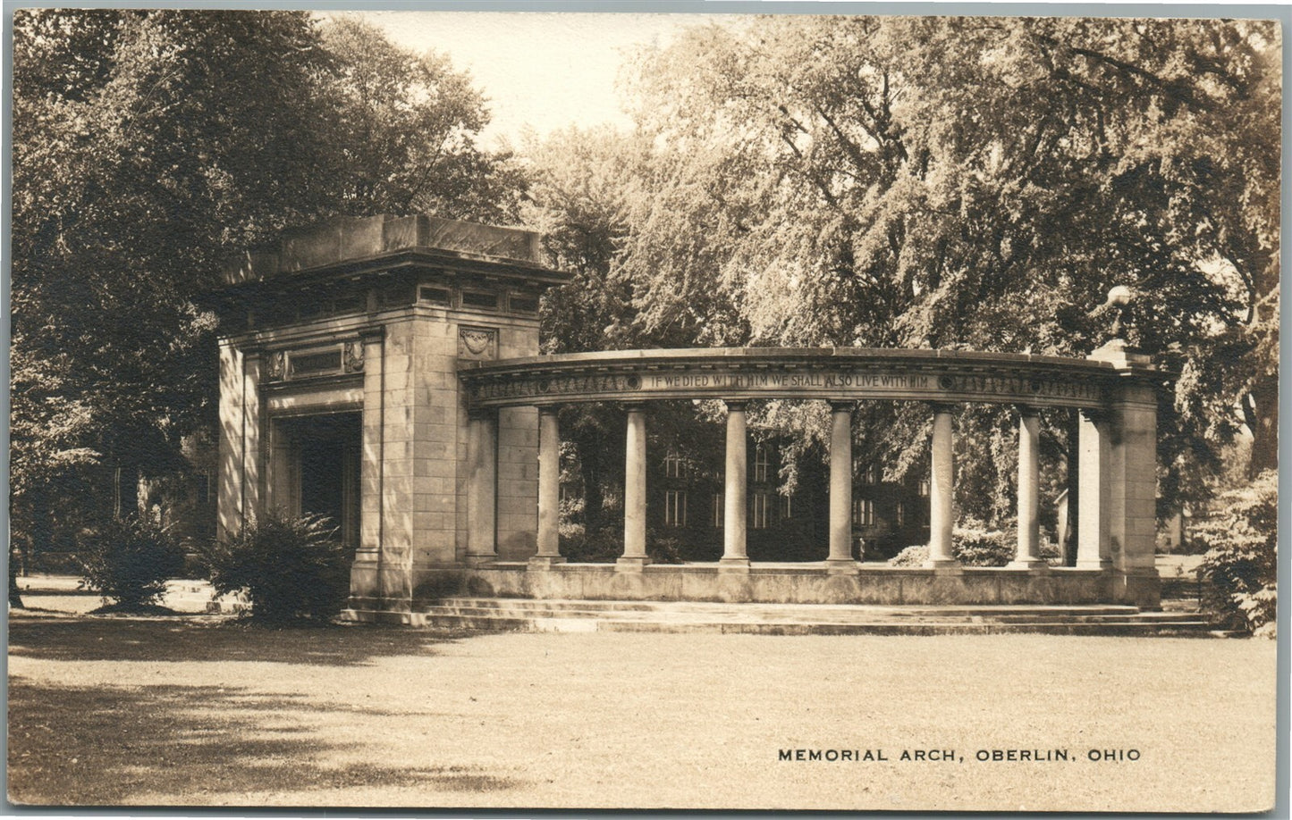 OBERLIN OH MEMORIAL ARCH ANTIQUE REAL PHOTO POSTCARD RPPC