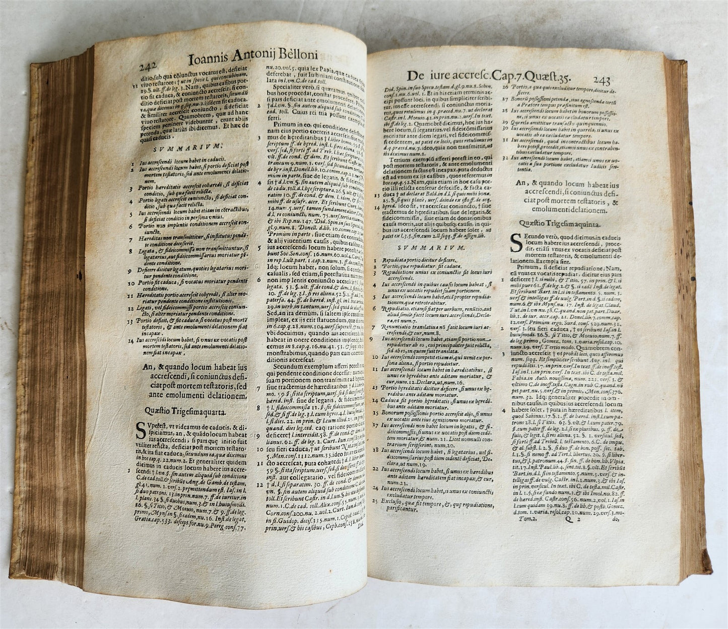 1637 LAW BOOK by IOANNIS ANTONII BELLONI VELLUM FOLIO w/MANUSCRIPT TITLE antique