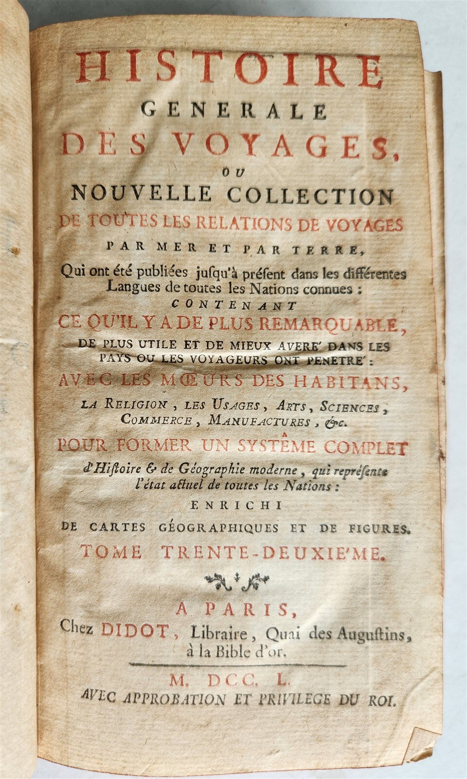 1750 HISTOIRE des VOYAGES antique Vol.32 CEYLON & MADAGASCAR TRAVELS illustrated