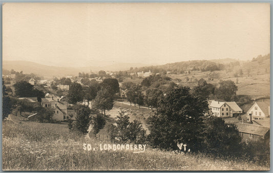 SO. LONDONDERRY VT BIRDSEYE VIEW ANTIQUE REAL PHOTO POSTCARD RPPC