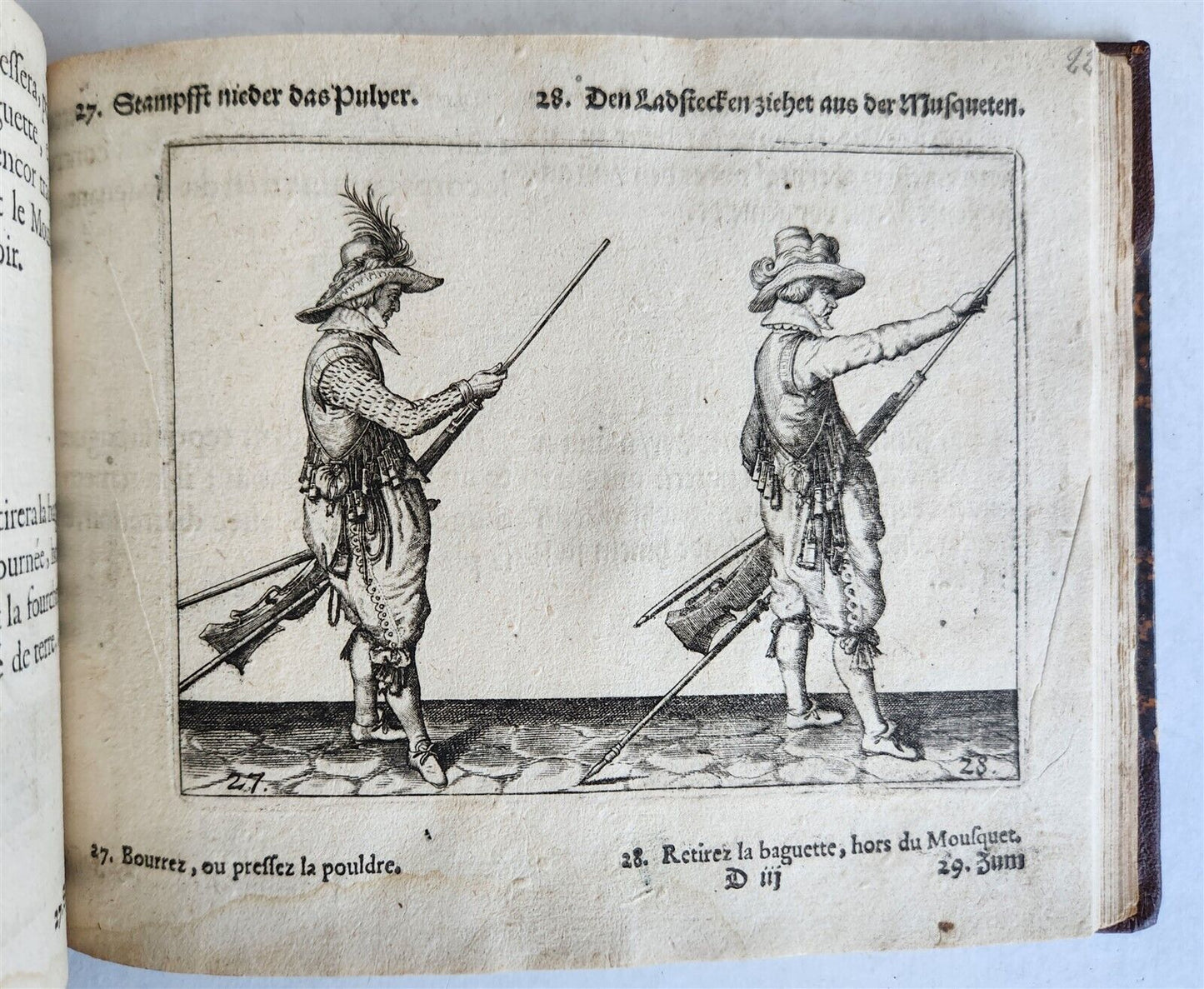 1664 ILLUSTRATED MILITARY WORK on TECHNIQUES for HANDLING MUSKET & PIKE antique