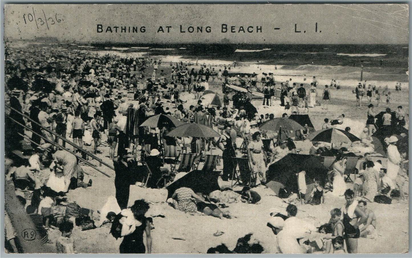 LONG BEACH NY BATHING ANTIQUE POSTCARD