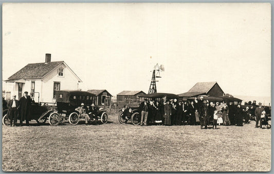 EARLY CARS AMERICAN FLAGS PATRIOTIC ANTIQUE REAL PHOTO POSTCARD RPPC