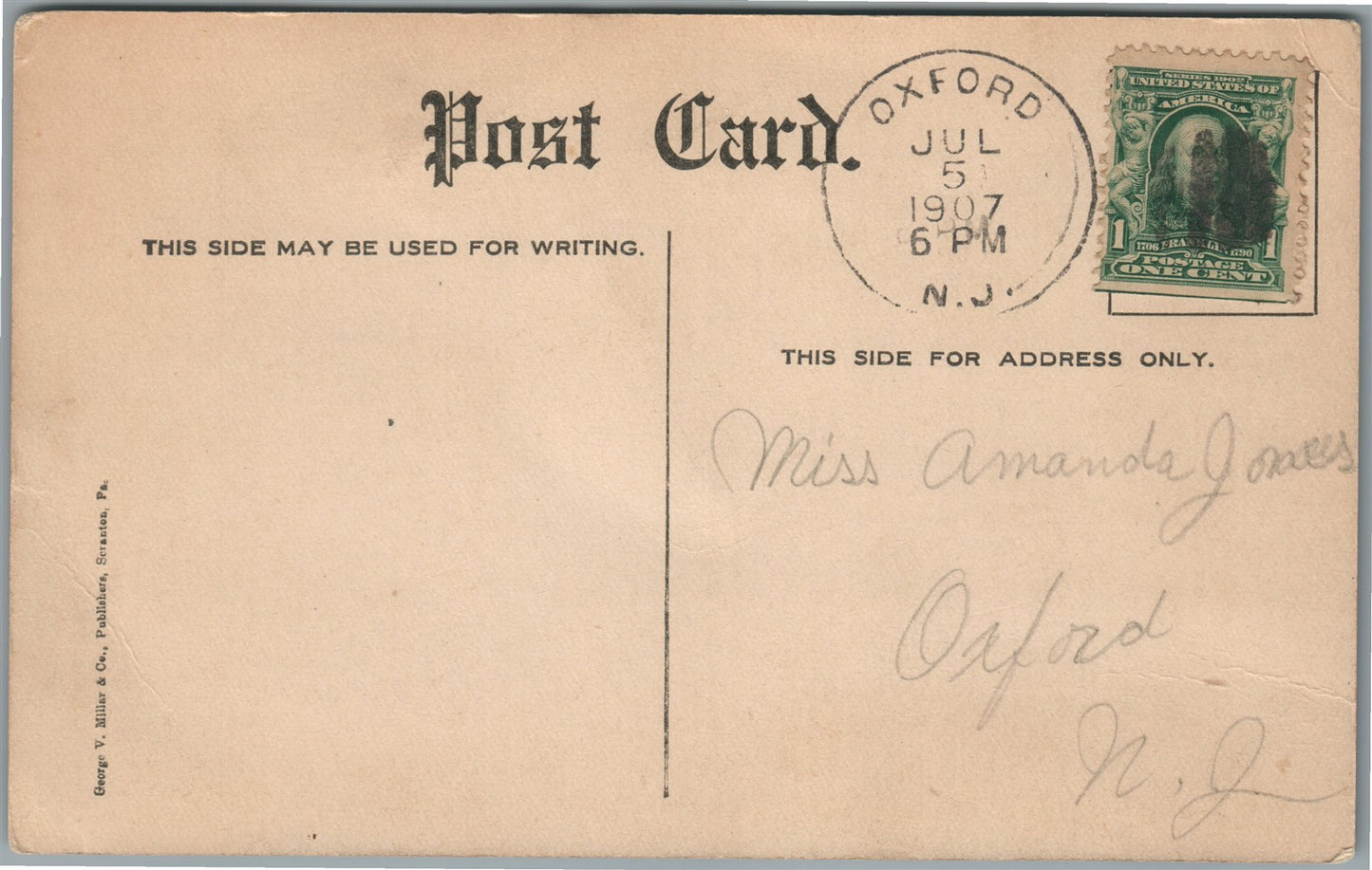 OXFORD NJ ST.ROSE CHURCH ANTIQUE POSTCARD