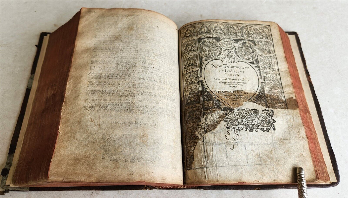 1608 BREECHES BIBLE in ENGLISH antique Old & New Testament LONDON ROBERT BARKER