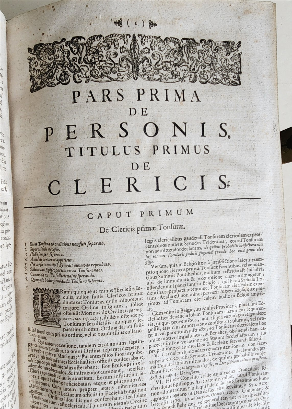 1748 CANON LAW by ESPENIUS antique BLIND-STAMPED PIGSKIN FOLIO