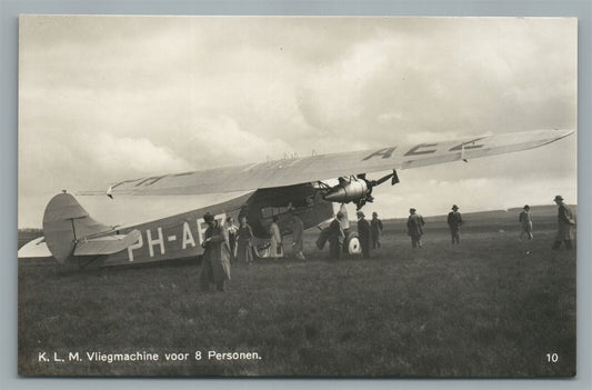 EARLY AVIATION GERMAN K.L.M. VLIEGMACHINE ANTIQUE REAL PHOTO POSTCARD RPPC