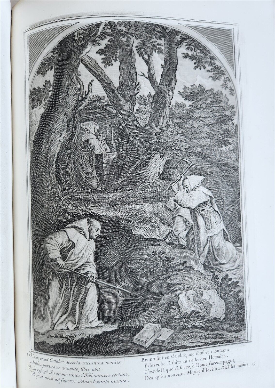 1750 LIFE of ST. BRUNO FULLY ILLUSTRATED LARGE FOLIO antique in FRENCH