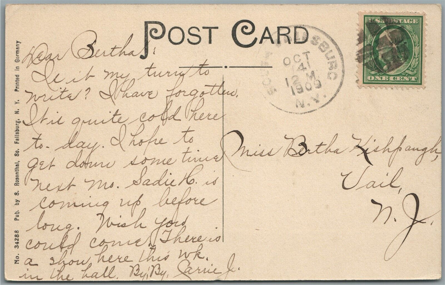 FALLSBURG NY WALDORF HOUSE ANTIQUE POSTCARD