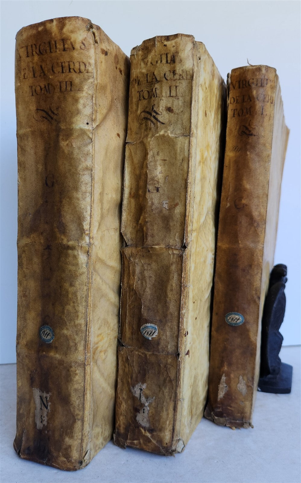 1612-1619 VIRGIL 3 VELLUM BOUND FOLIO VOLUMES antique 17th C. Bucolica &Georgica