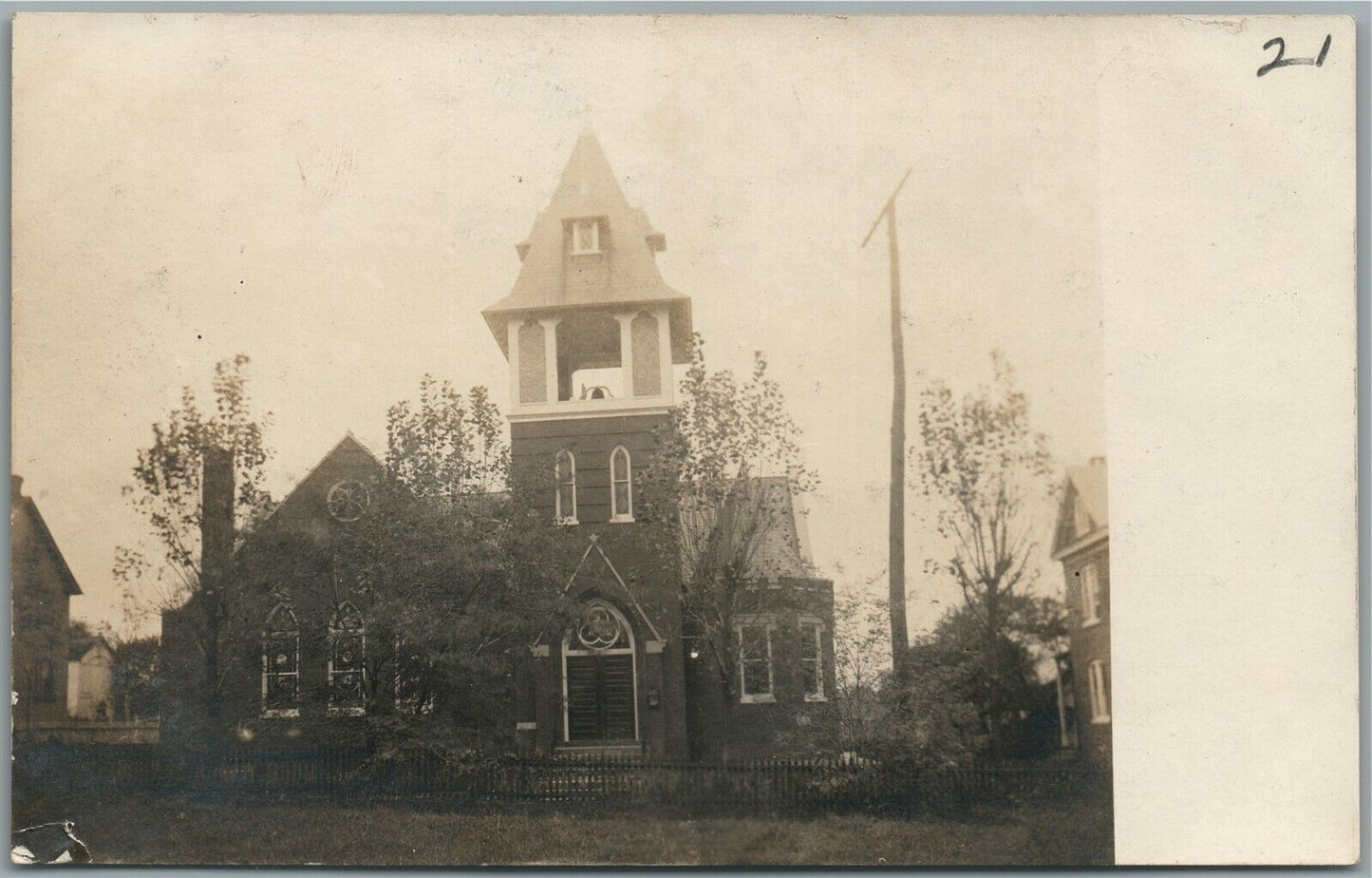 NEW PHILADELPHIA OH CHURCH ANTIQUE REAL PHOTO POSTCARD RPPC