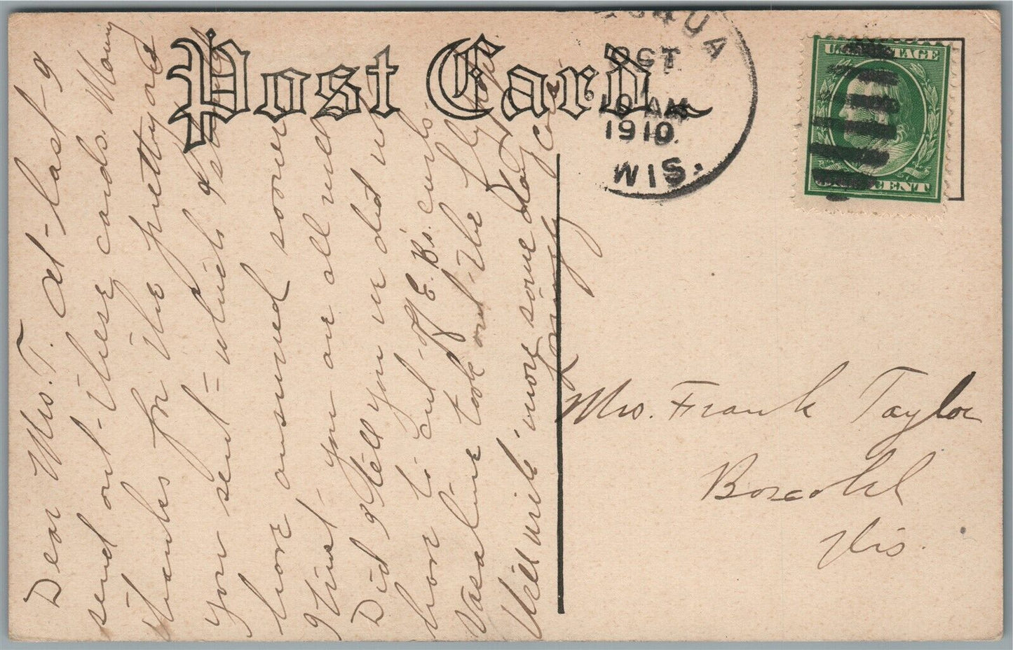 VIROQUA WI RUSK AVE. ANTIQUE POSTCARD