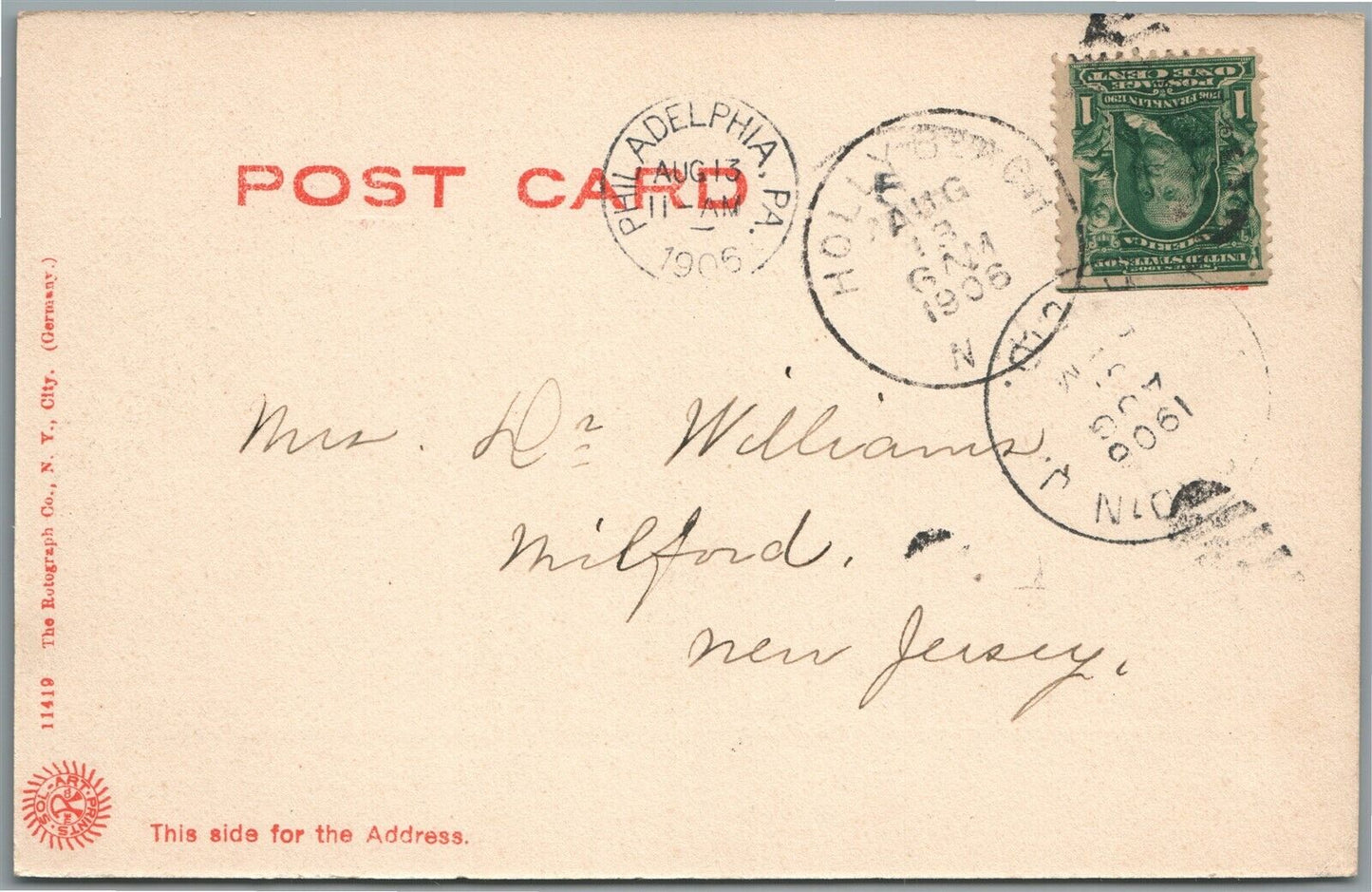 HOLLY BEACH NJ BOARDWALK ANTIQUE POSTCARD