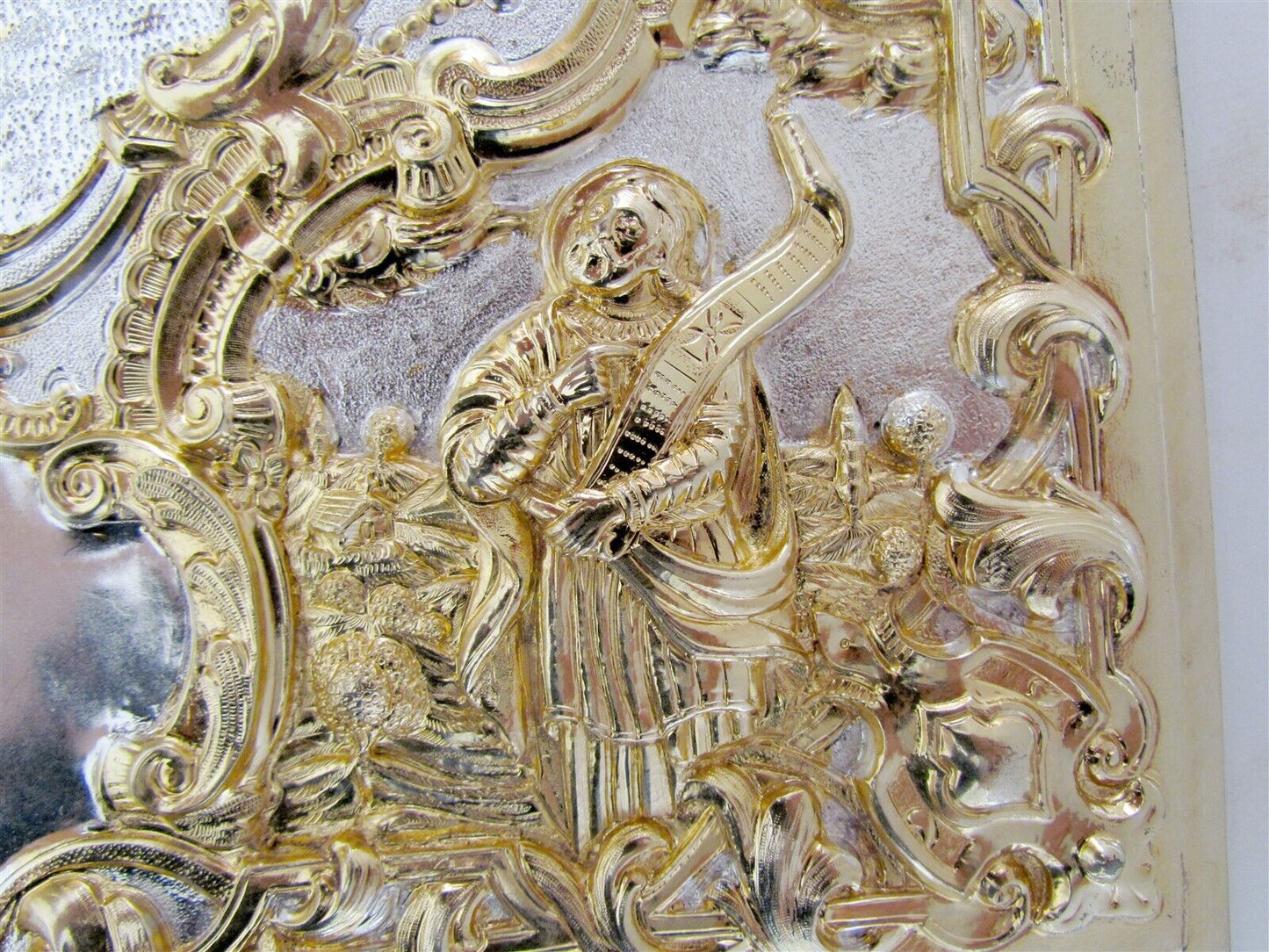 GREEK RUSSIAN ORTHODOX CHURCH GOSPEL GILT BRASS COVERS folio