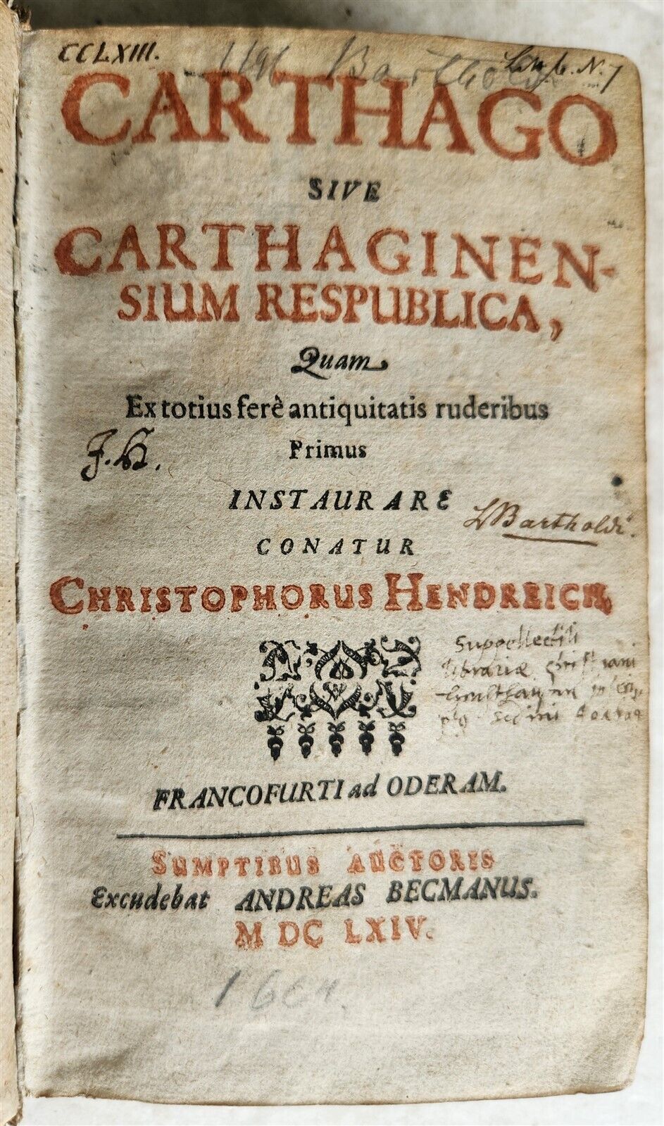 1664 CARTHAGO sive CARTHAGINENSIUM RESPUBLICA antique VELLUM BOUND in LATIN