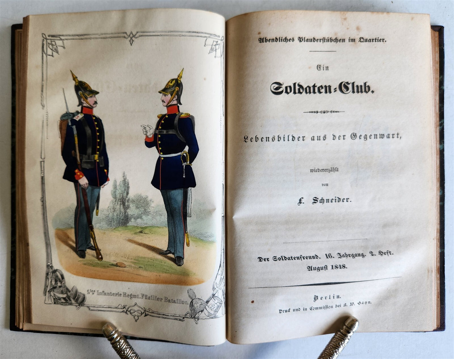 1848 GERMAN SOLDIER'S JOURNAL antique ILLUSTRATED