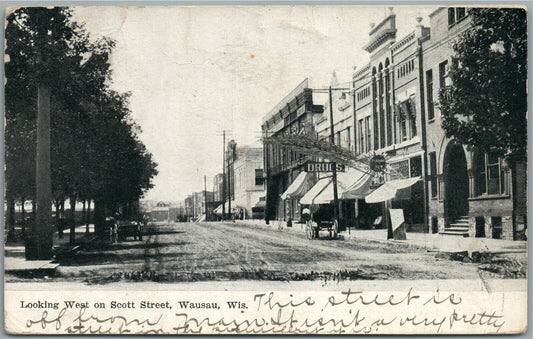 WAUSAU WI SCOTT STREET ANTIQUE POSTCARD
