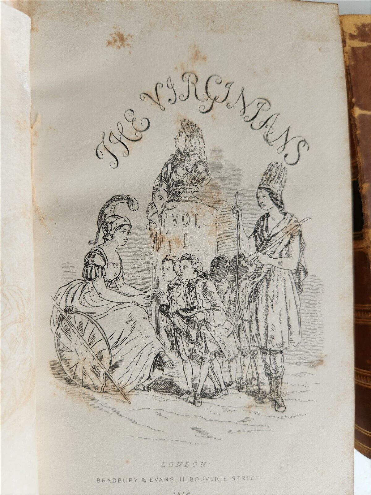 1858 THE VIRGINIANS by THACKERAY 2 VOLUMES antique Americana ILLUSTRATED