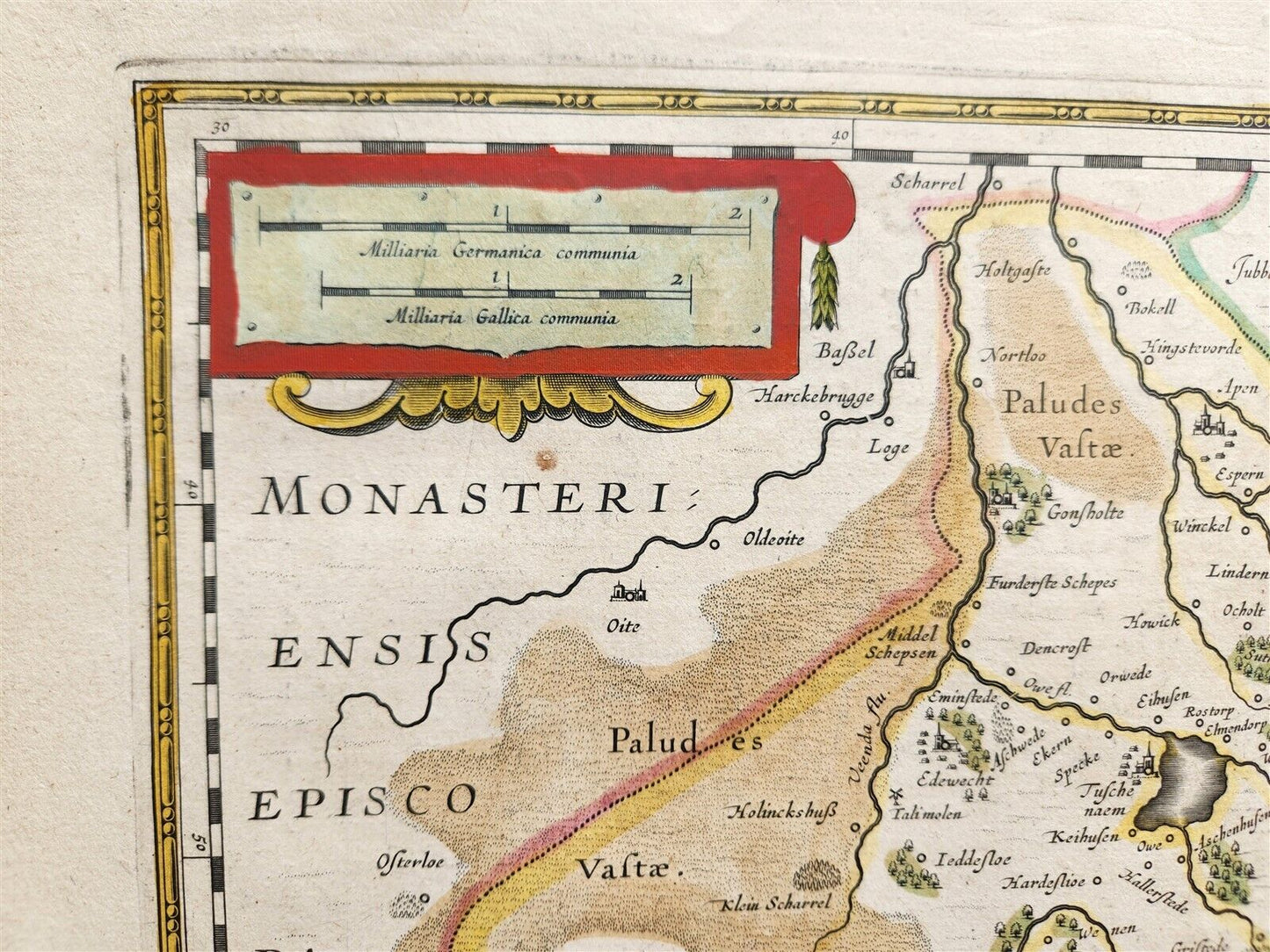 1640 MAP of GERMANY OLDENBURG CO. by WILLEM BLAEU antique AUTHENTIC hand colored