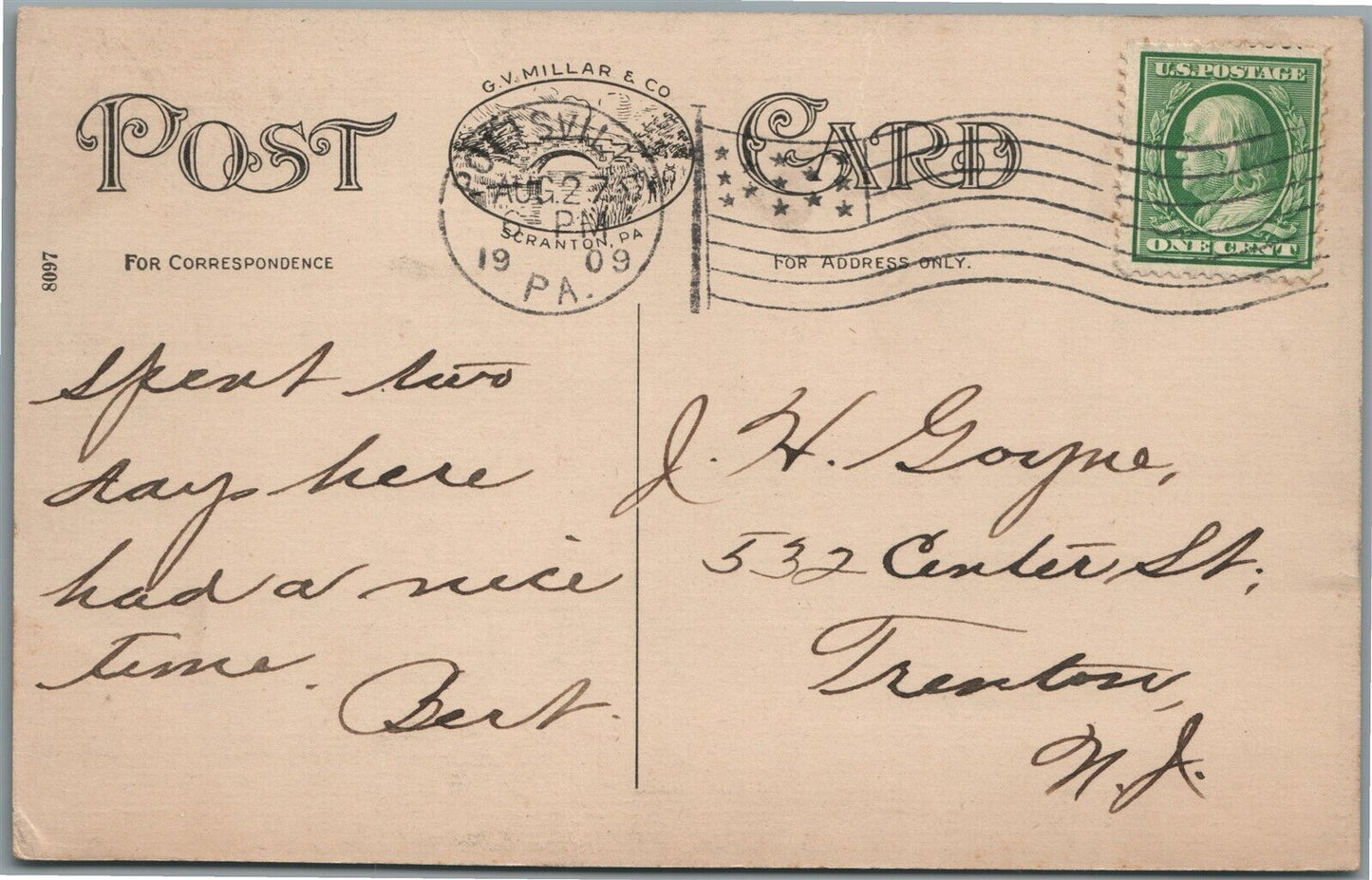 POTTSVILLE PA SOUTH CENTER STREET trolley ANTIQUE POSTCARD