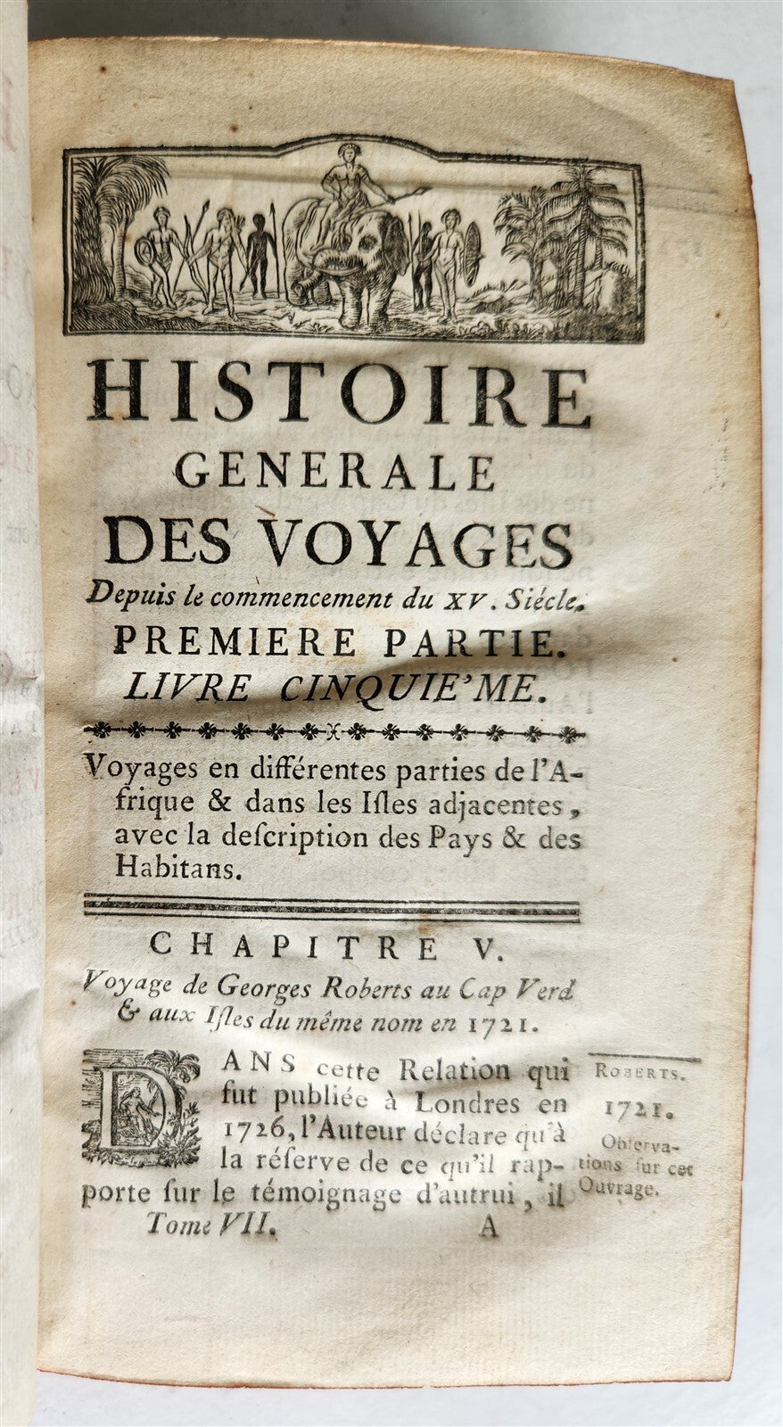 1749 HISTOIRE des VOYAGES antique VOL. 7 illustrated TRAVELS to AFRICA