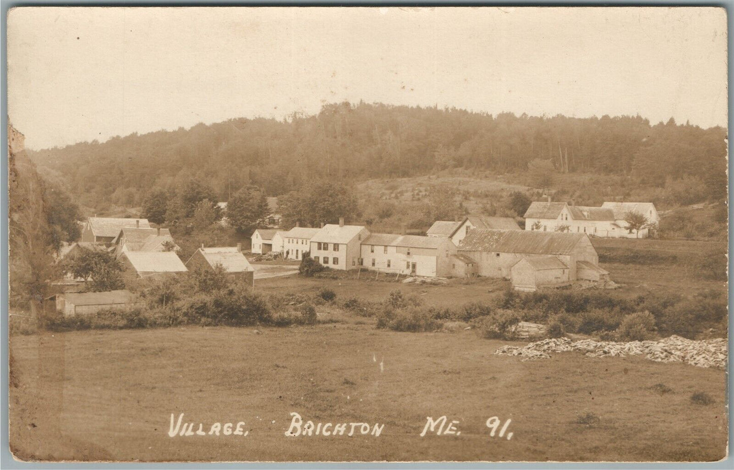 BRIGHTON ME VILLAGE ANTIQUE REAL PHOTO POSTCARD RPPC