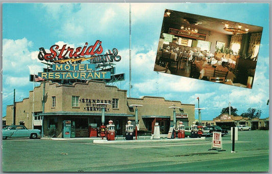 BLOOMINGTON IL GAS STATION STREID'S MOTEL VINTAGE POSTCARD