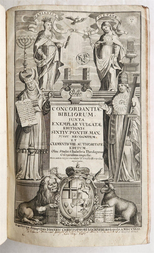 1731 BIBLE CONCORDANCE in LATIN antique FOLIO Concordantiae Bibliorum